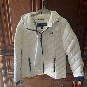 Tommy Hilfiger Ivory Quilted Hooded Jacket